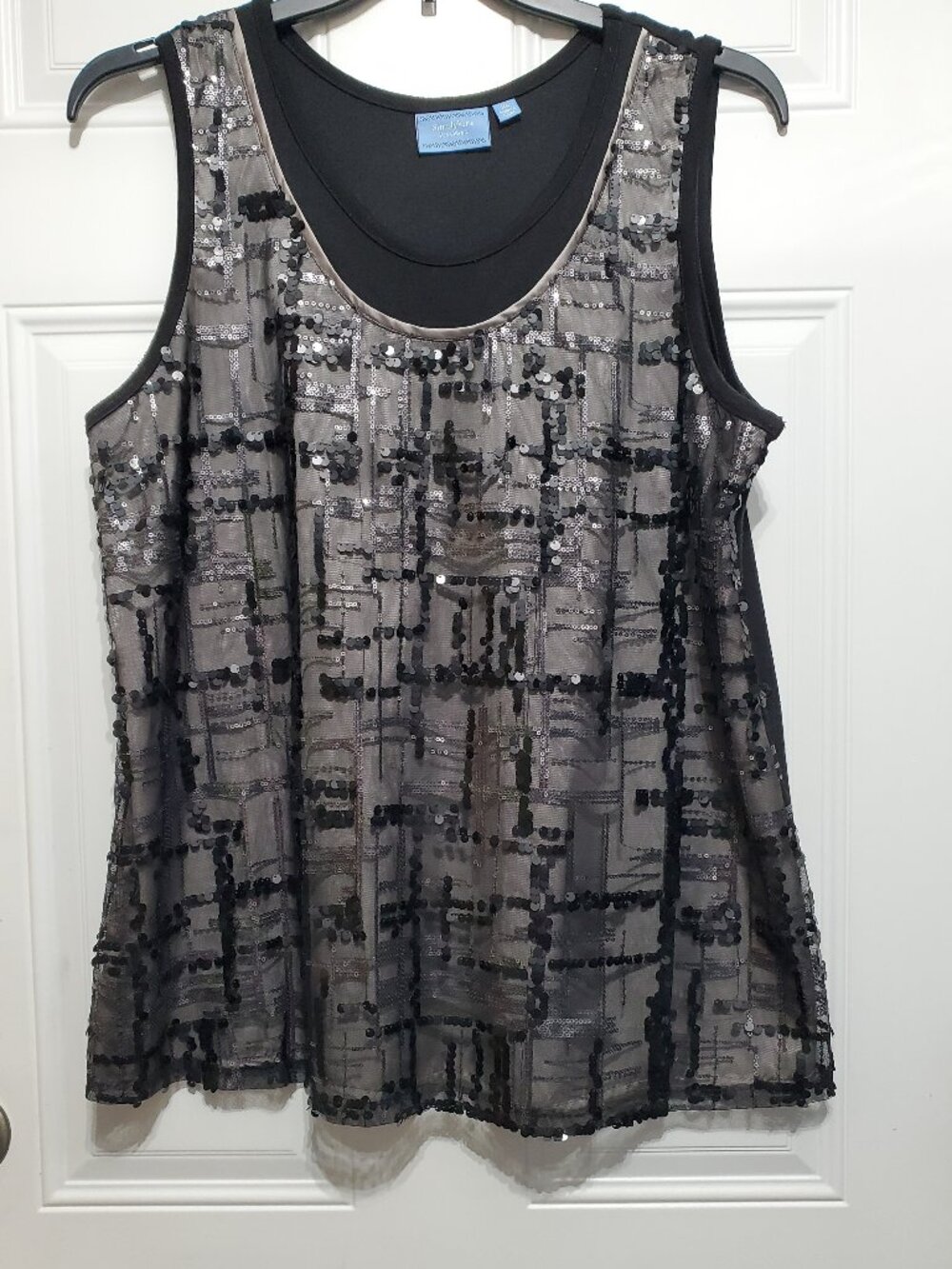 Simply Vera Vera Wang Black Sequin Sleeveless Top size XL